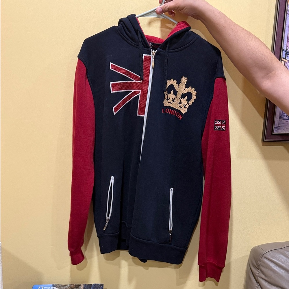 Men's Black and Red London Hoodie
